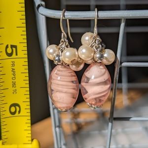 Pink drop earrings